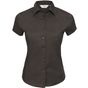 Russell Collection Ladies’ short sleeve fitted stretch shirt - chocolate - 2XL