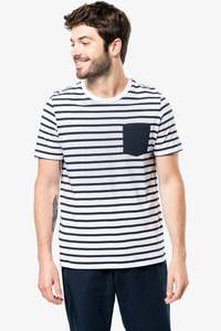 Image produit T-shirt rayé marin avec poche manches courtes