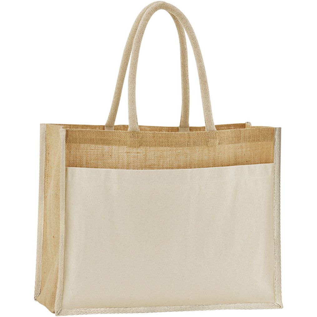 Tote bag pocket en coton jute amidonné naturel Westford Mill