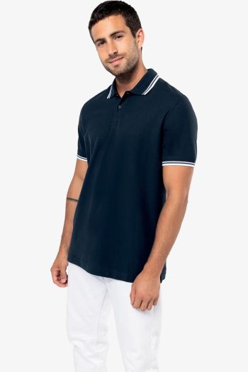 Image produit Polo homme manches courtes à liserés contrastés