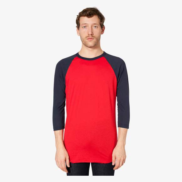 Unisex poly/cotton 3/4 sleeve raglan shirt  American apparel