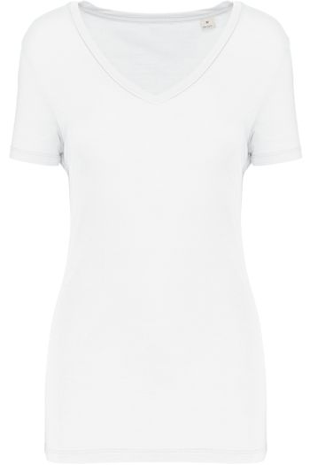 Image produit T-shirt Lyocell TENCEL™ col V manches courtes femme - 145 g