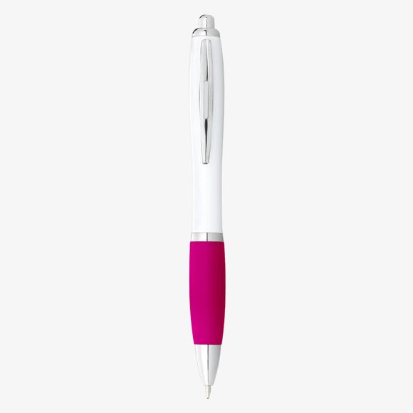 Stylo bille avec corps blanc et grip coloré Nash Bullet