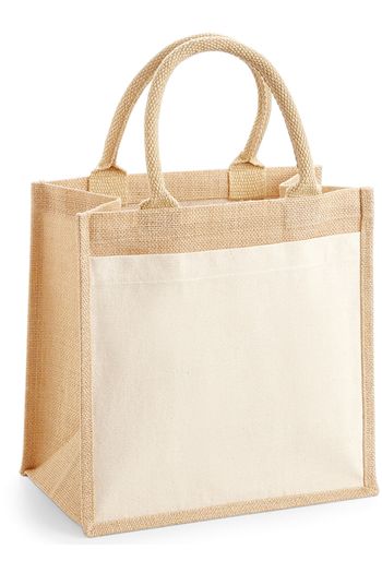 Petit sac fourre-tout en jute avec poche en coton - Natural