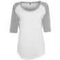 Build Your Brand Ladies 3/4 Contrast Raglan Tee - white/heather_grey - L