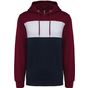 Kariban Sweat-shirt tricolore à capuche unisexe wine/white/navy