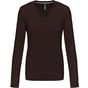 Kariban T-shirt col V manches longues femme chocolate