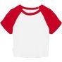 Bella Women's micro rib raglan baby tee white/red