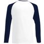 fruit of the loom Long Sleeve Baseball T blanc/bleu_fonce