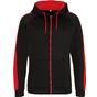 AWDis Just Hoods Sports polyester Zoodie jet_black/fire_red