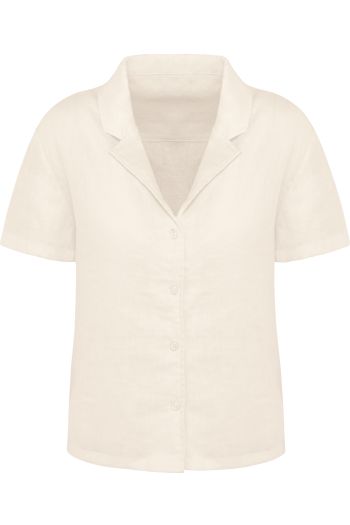 Image produit Chemise manches courtes en lin à col bowling femme