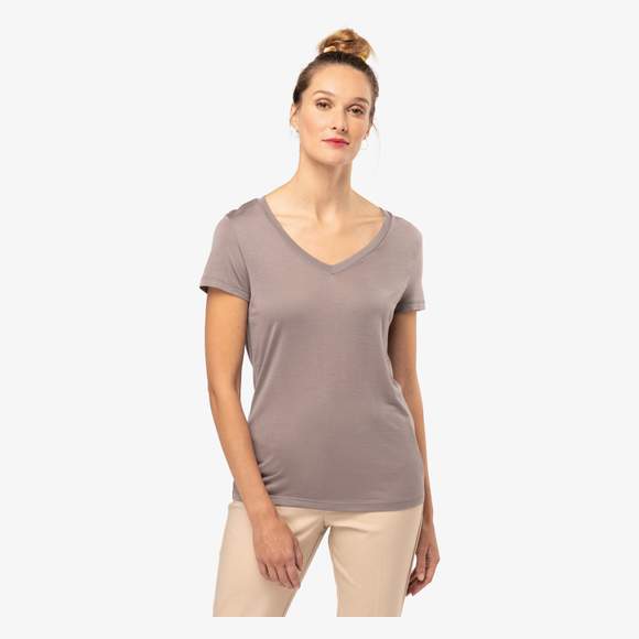 T-shirt Lyocell TENCEL™ col V manches courtes femme - 145 g kariban