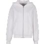Build Your Brand Ladies Loose Fit Zip Hoody White