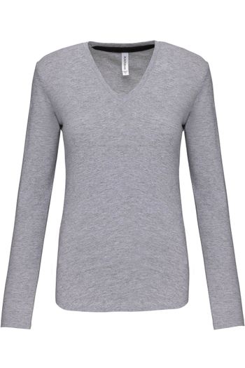 Image produit T-shirt col V manches longues femme