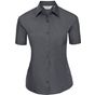 Russell Collection Ladies’ short sleeve classic polycotton poplin shirt convoy_grey