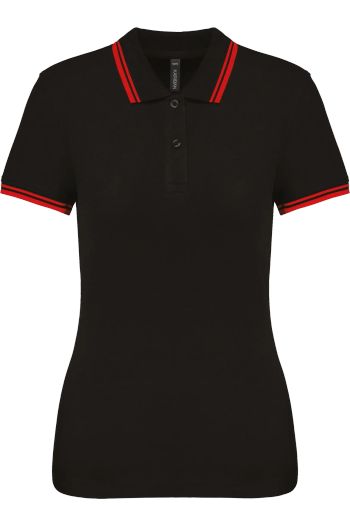 Image produit Polo femme manches courtes à liserés contrastés