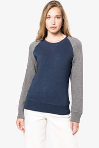 Image produit Sweat-shirt BIO bicolore col rond manches raglan femme