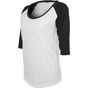 Build Your Brand Ladies 3/4 Contrast Raglan Tee white/black