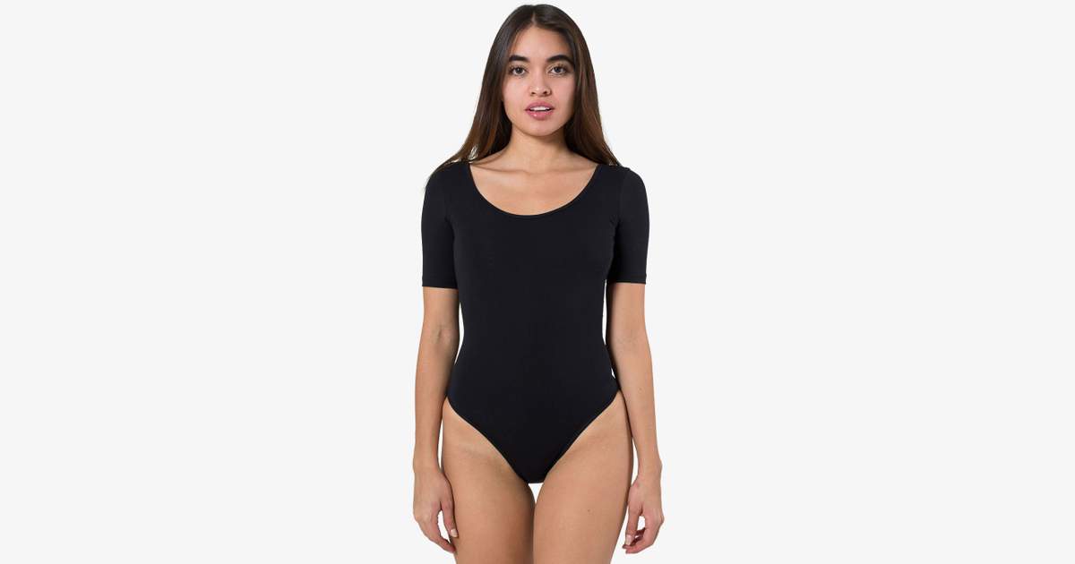 Sous Vêtement American Apparel 8373 Cotton Spandex Jersey Short Sleeved T Shirt Leotard 7261