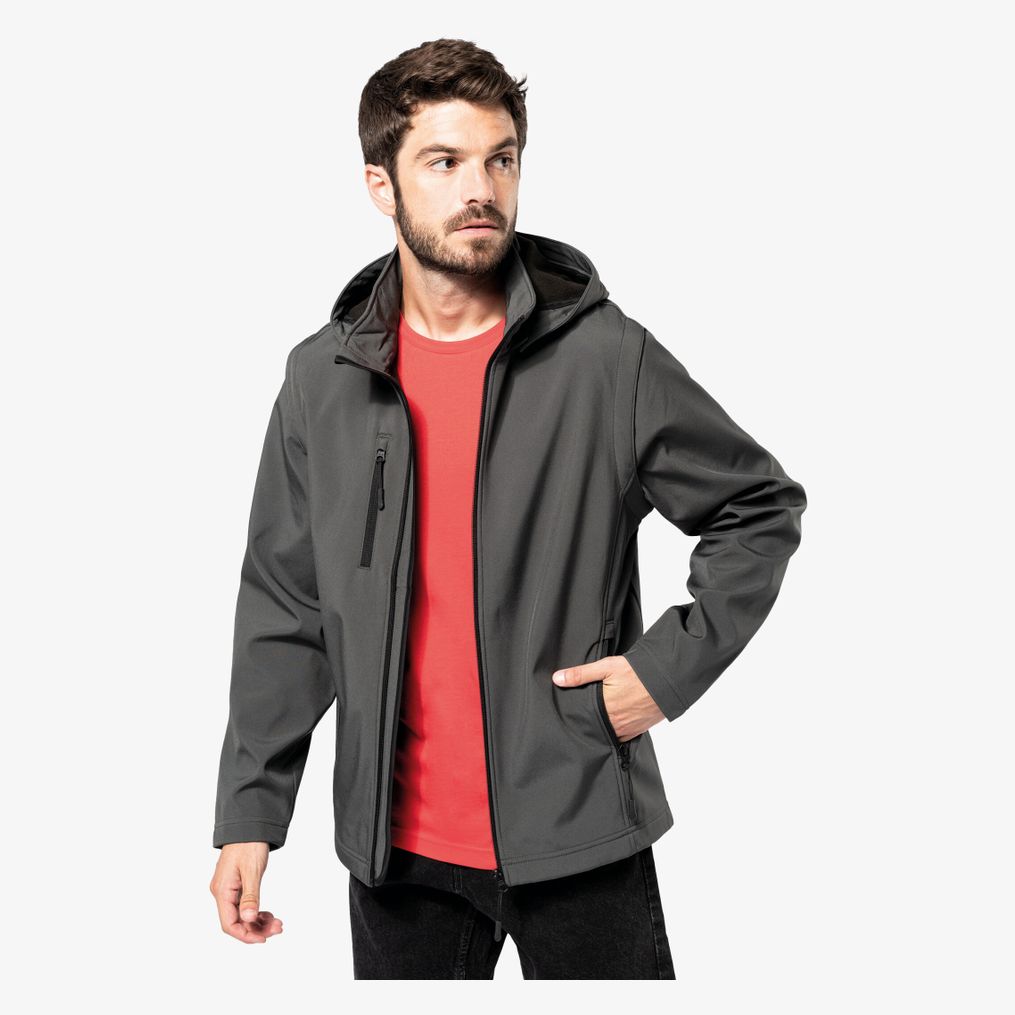 Veste Softshell 3 couches à capuche avec manches amovibles unisexe Kariban