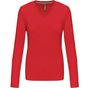 Kariban T-shirt col V manches longues femme red