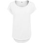 Build Your Brand Ladies Long Slub Tee white