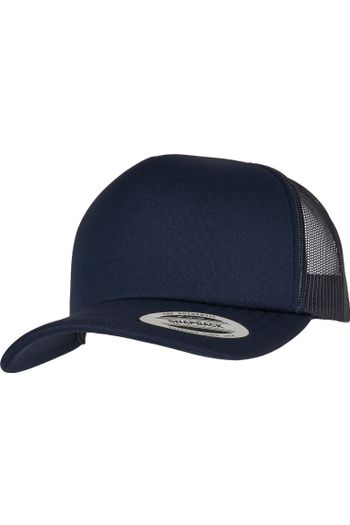Classic Curved Visor Foam Trucker Cap - Navy