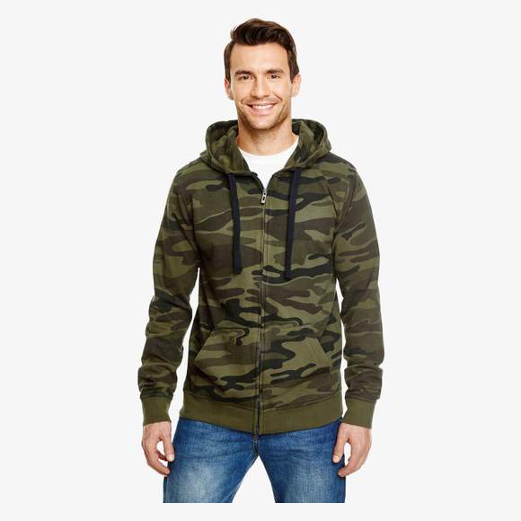 Full Zip Camo Hooded Fleece Jacket Burnside