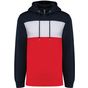 Kariban Sweat-shirt tricolore à capuche unisexe navy/white/red