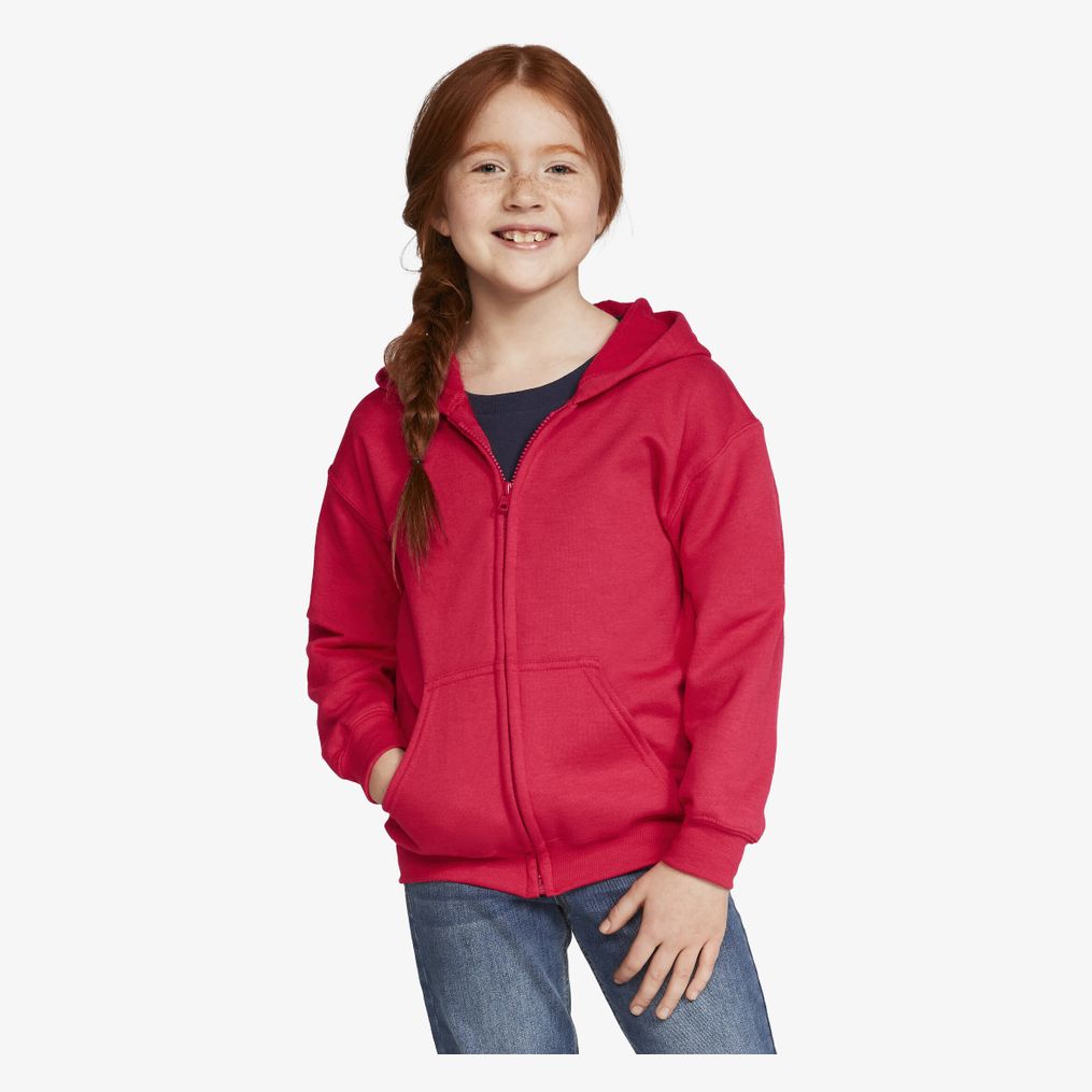 Kids` Full Zip Hooded Sweat Gildan