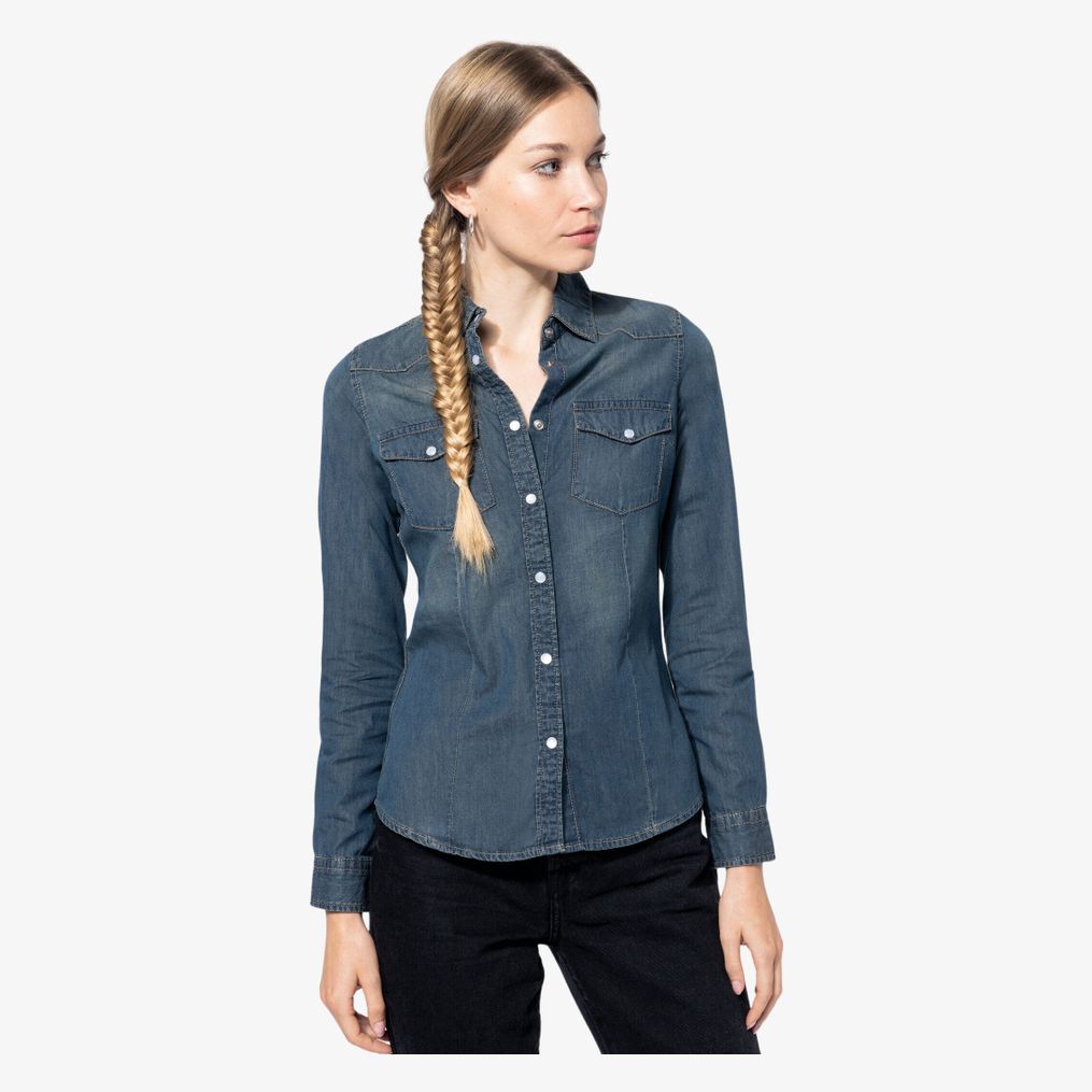 Chemise denim manches longues femme kariban