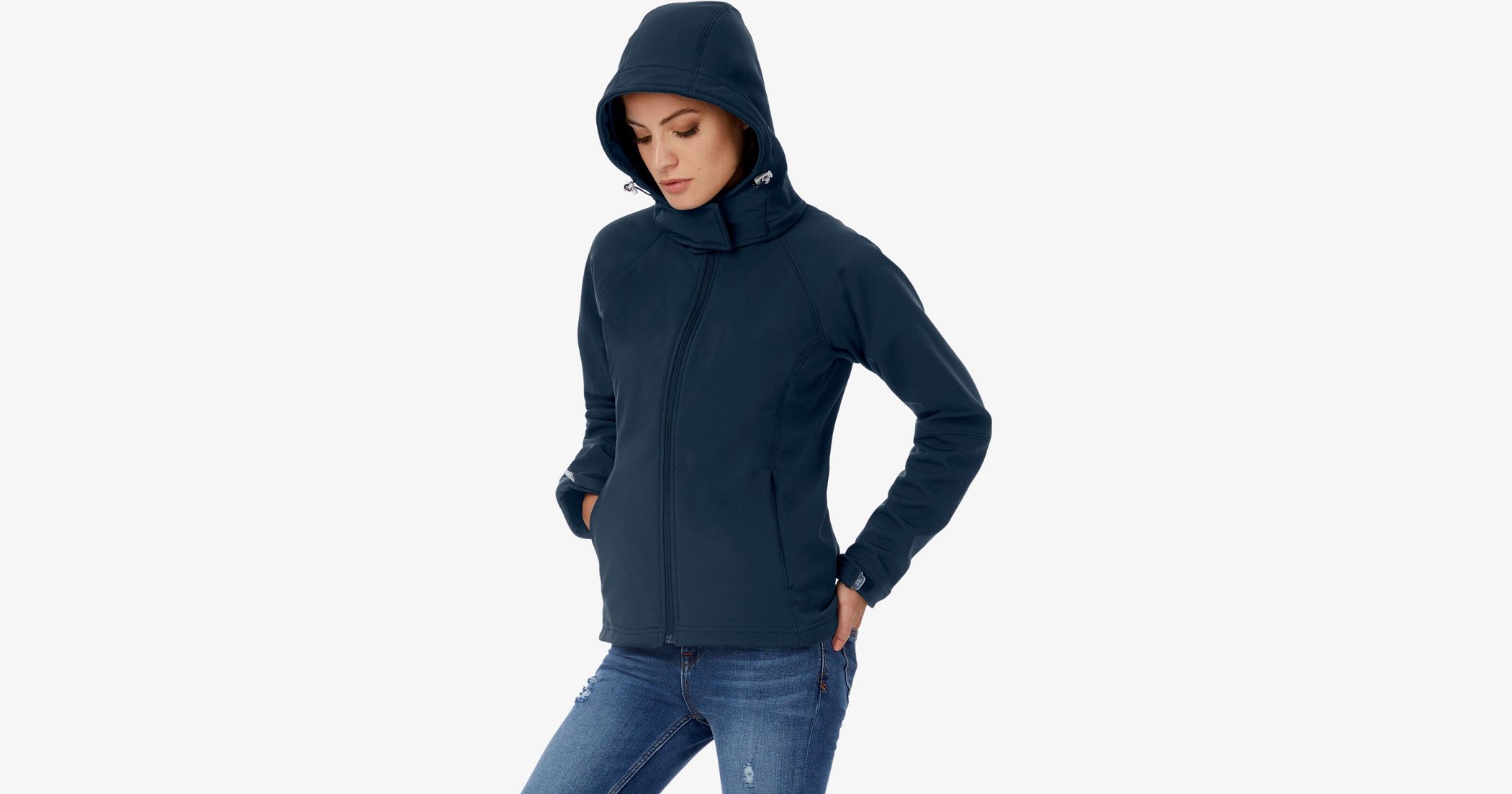 Giacca Softshell Donna Con Cappuccio Staccabile - B&C JW937 Nera Taglia S - Invernale