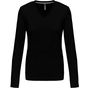 Kariban T-shirt col V manches longues femme black