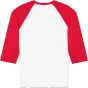 Bella Unisex 3/4 sleeve baseball tee white/red