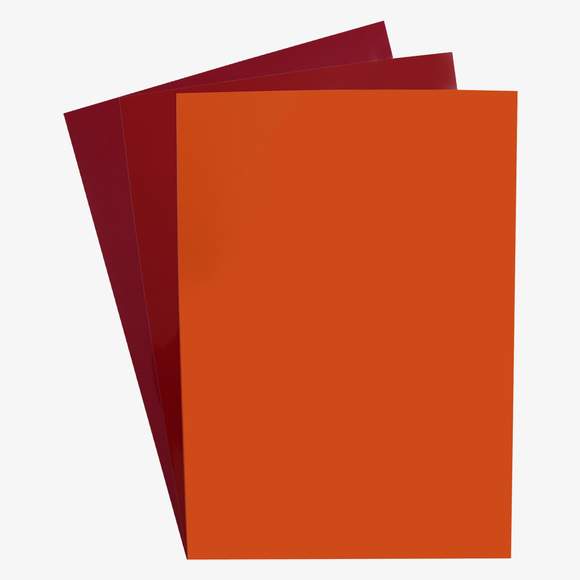 Lot 3 feuilles - Flex PU 400 - Rouge, Rouge Vif, Orange Blaxus