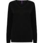 Henbury Ladies' 12gg v-neck jumper black