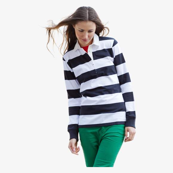 LADIES STRIPED RUGBY SHIRT  Front Row