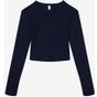 Bella Women's micro rib long sleeve baby tee solid_navy_blend