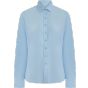 Henbury Ladies' long sleeved ‘cotton feel' coolplus shirt blue