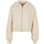 Build Your Brand Ladies Short Oversized Zip Jacket white_sand