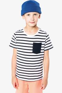 Image produit T-shirt rayé marin avec poche manches courtes enfant