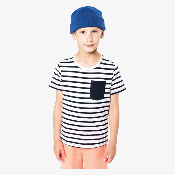 T-shirt rayé marin avec poche manches courtes enfant kariban