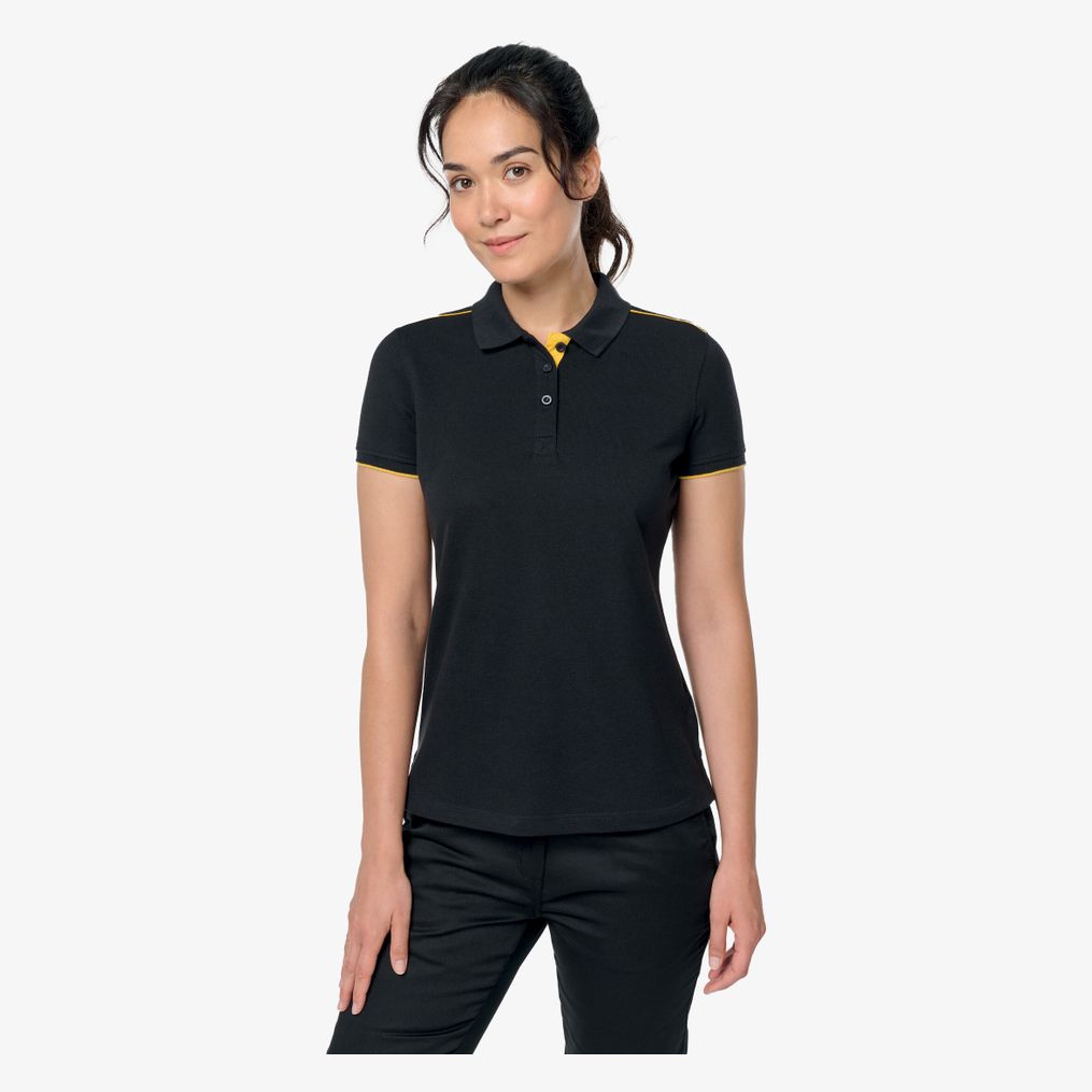 Polo Day To Day contrasté manches courtes femme WK Designed To Work