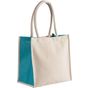 Kimood Sac cabas en coton / jute - 17 L natural/turquoise