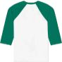 Bella Unisex 3/4 sleeve baseball tee white/kelly