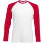 fruit of the loom Long Sleeve Baseball T blanc/rouge