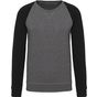 Kariban Sweat-shirt BIO bicolore col rond manches raglan homme grey_heather/black
