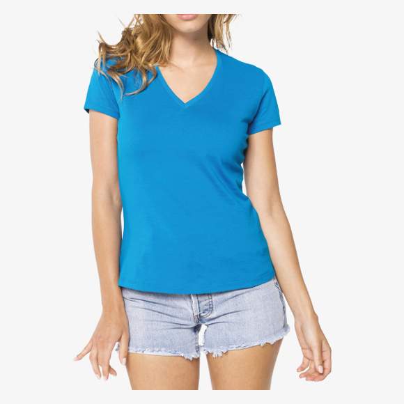 Tee shirt long col v online femme