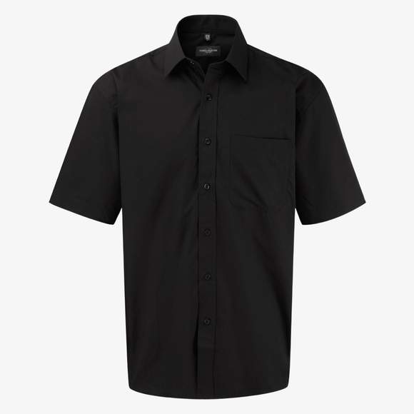 Men’s short sleeve classic pure cotton poplin shirt Russell Collection