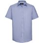Russell Collection Men’s short sleeve tailored herringbone shirt light_blue